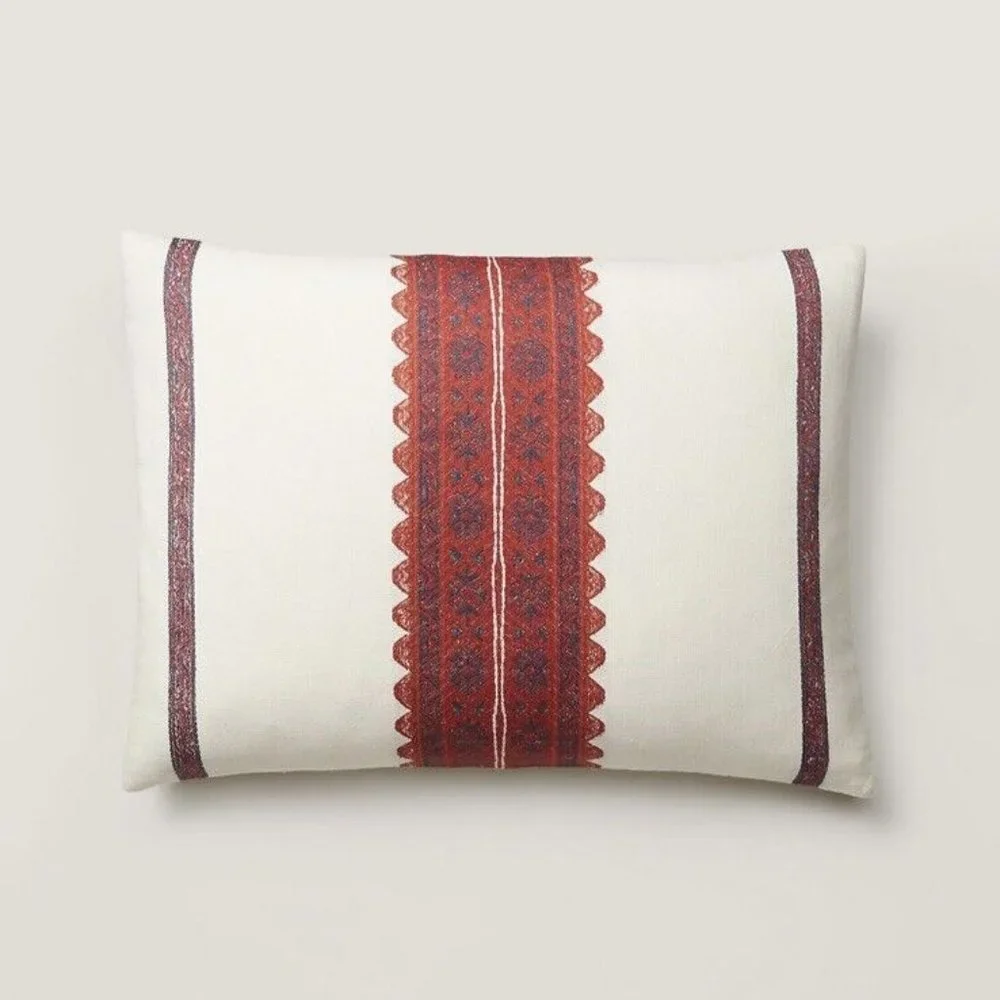 Ralph Lauren Mirabelle Leason Cream Red Decorative Throw Pillow